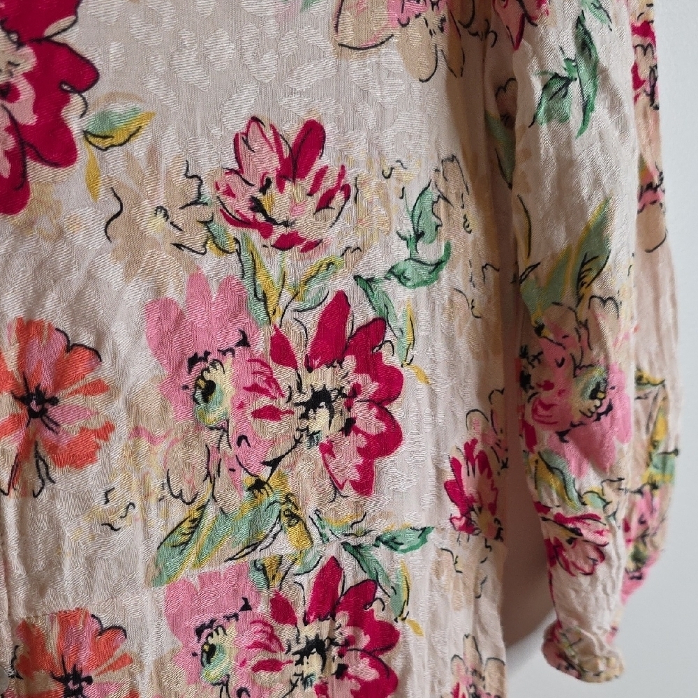 Floral Pink and Cream Women's Dress - Picture 3 of 9